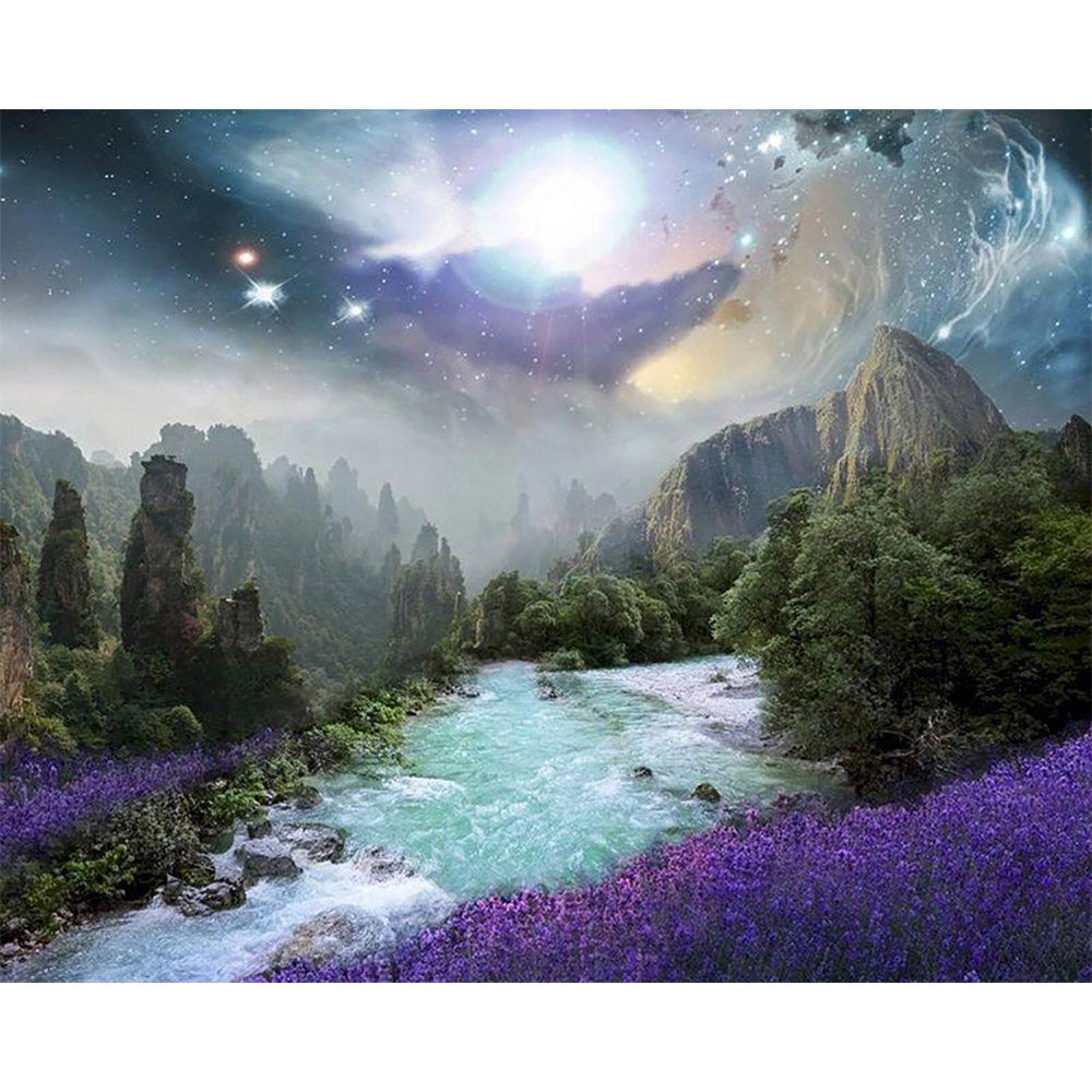 paint by numbers | wild river and full moon | new arrivals landscapes advanced | FiguredArt