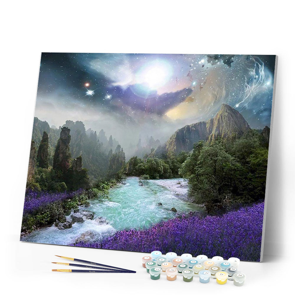 paint by numbers | wild river and full moon | new arrivals landscapes advanced | FiguredArt