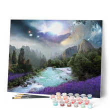 Load image into Gallery viewer, paint by numbers | wild river and full moon | new arrivals landscapes advanced | FiguredArt