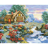 paint by numbers | house and small river in the countryside | new arrivals landscapes advanced | FiguredArt