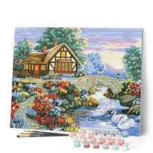 Load image into Gallery viewer, paint by numbers | house and small river in the countryside | new arrivals landscapes advanced | FiguredArt