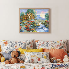 Load image into Gallery viewer, paint by numbers | house and small river in the countryside | new arrivals landscapes advanced | FiguredArt