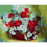paint by numbers | Vase of red and white flowers | flowers intermediate | FiguredArt