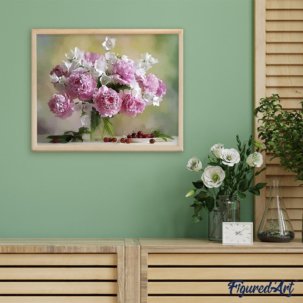 paint by numbers | Peonies and Cherries | advanced flowers | FiguredArt