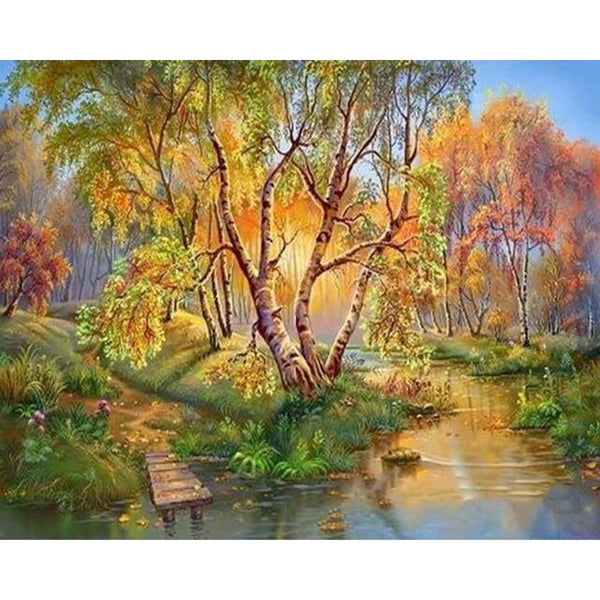 paint by numbers | Pontoon beside the River | advanced landscapes | FiguredArt