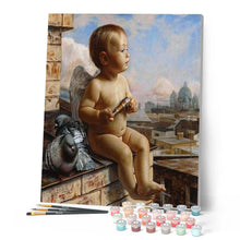 Load image into Gallery viewer, paint by numbers | Angel and Pigeons | advanced animals birds religion | FiguredArt