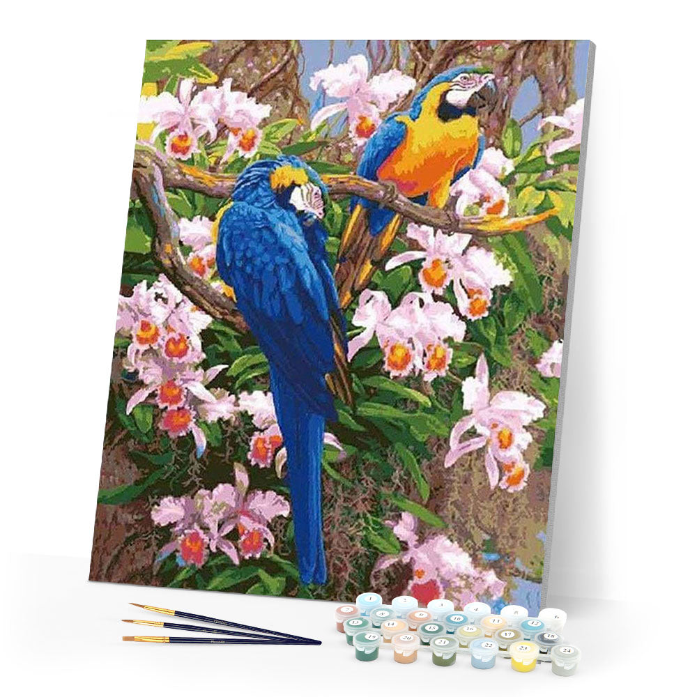paint by numbers | Two Parrots | advanced animals birds parrots | FiguredArt