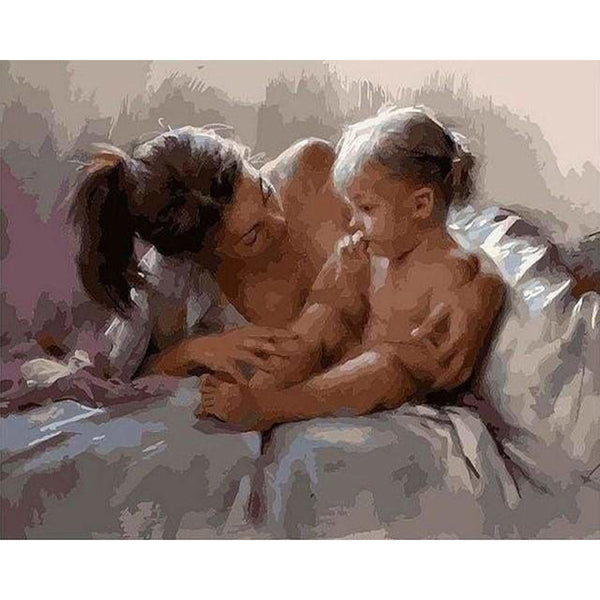paint by numbers | Mother and Child Happiness | flowers intermediate | FiguredArt