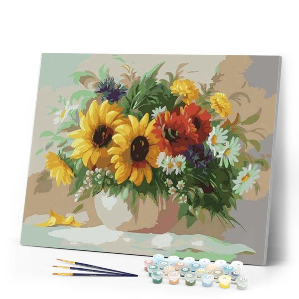 paint by numbers | Colorful Flowers in a Vase | easy flowers | FiguredArt