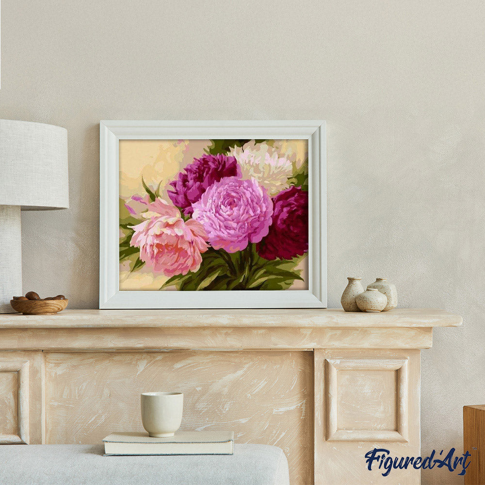 paint by numbers | Shades of Rose | flowers intermediate | FiguredArt