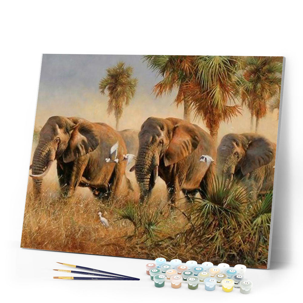 paint by numbers | Wild elephants | advanced animals elephants | FiguredArt