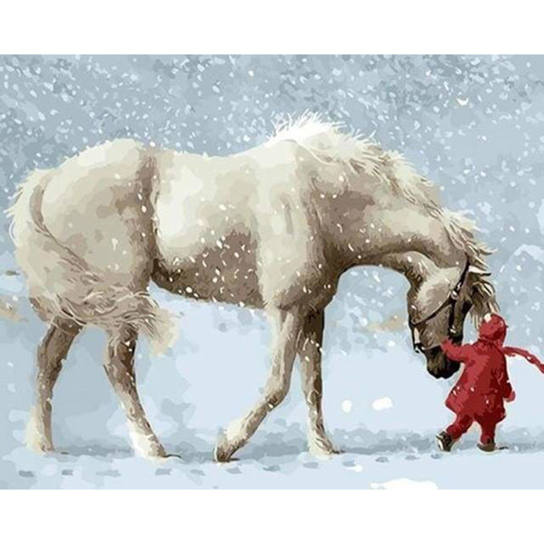 paint by numbers | Horse in the Snow | animals horses intermediate | FiguredArt