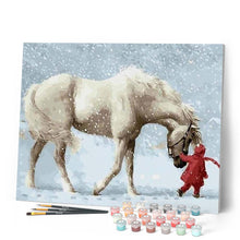 Load image into Gallery viewer, paint by numbers | Horse in the Snow | animals horses intermediate | FiguredArt