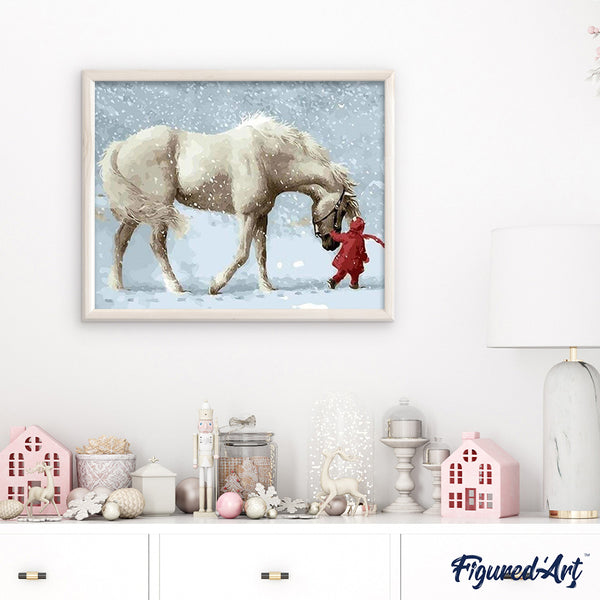 paint by numbers | Horse in the Snow | animals horses intermediate | FiguredArt
