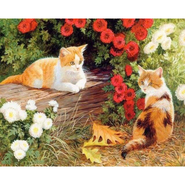 paint by numbers | Flowers and Kittens | animals cats intermediate | FiguredArt