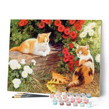 Load image into Gallery viewer, paint by numbers | Flowers and Kittens | animals cats intermediate | FiguredArt
