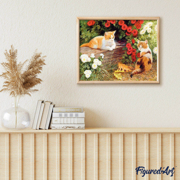 paint by numbers | Flowers and Kittens | animals cats intermediate | FiguredArt