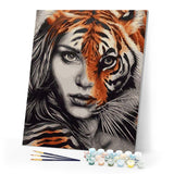 Paint by numbers | The Tiger Woman | animals intermediate portrait tigers | Figured'Art