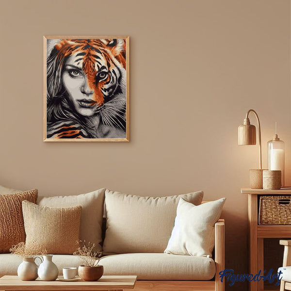 Paint by numbers | The Tiger Woman | animals intermediate portrait tigers | Figured'Art