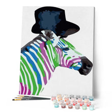 Load image into Gallery viewer, paint by numbers | Zebra with | animals beginners easy Pop Art zebras | FiguredArt
