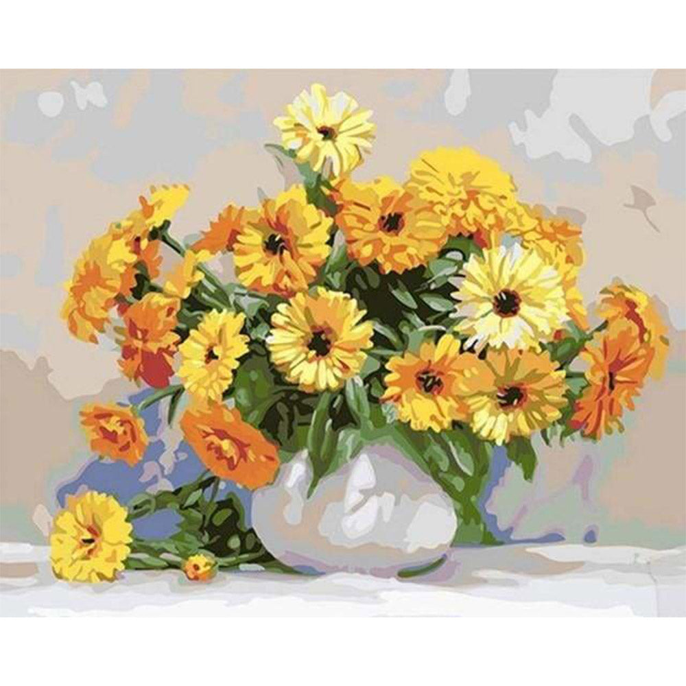 paint by numbers | Yellow flowers in a White Vase | easy flowers | FiguredArt