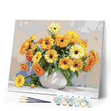 paint by numbers | Yellow flowers in a White Vase | easy flowers | FiguredArt