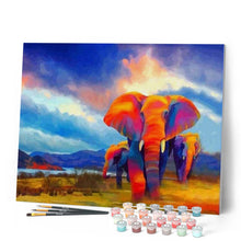 Load image into Gallery viewer, paint by numbers | Elephants walking Watercolor | advanced animals elephants | FiguredArt