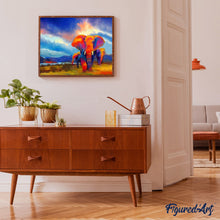 Load image into Gallery viewer, paint by numbers | Elephants walking Watercolor | advanced animals elephants | FiguredArt