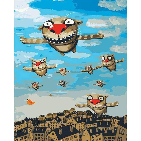 paint by numbers | Flying Cats | cats easy kids | FiguredArt