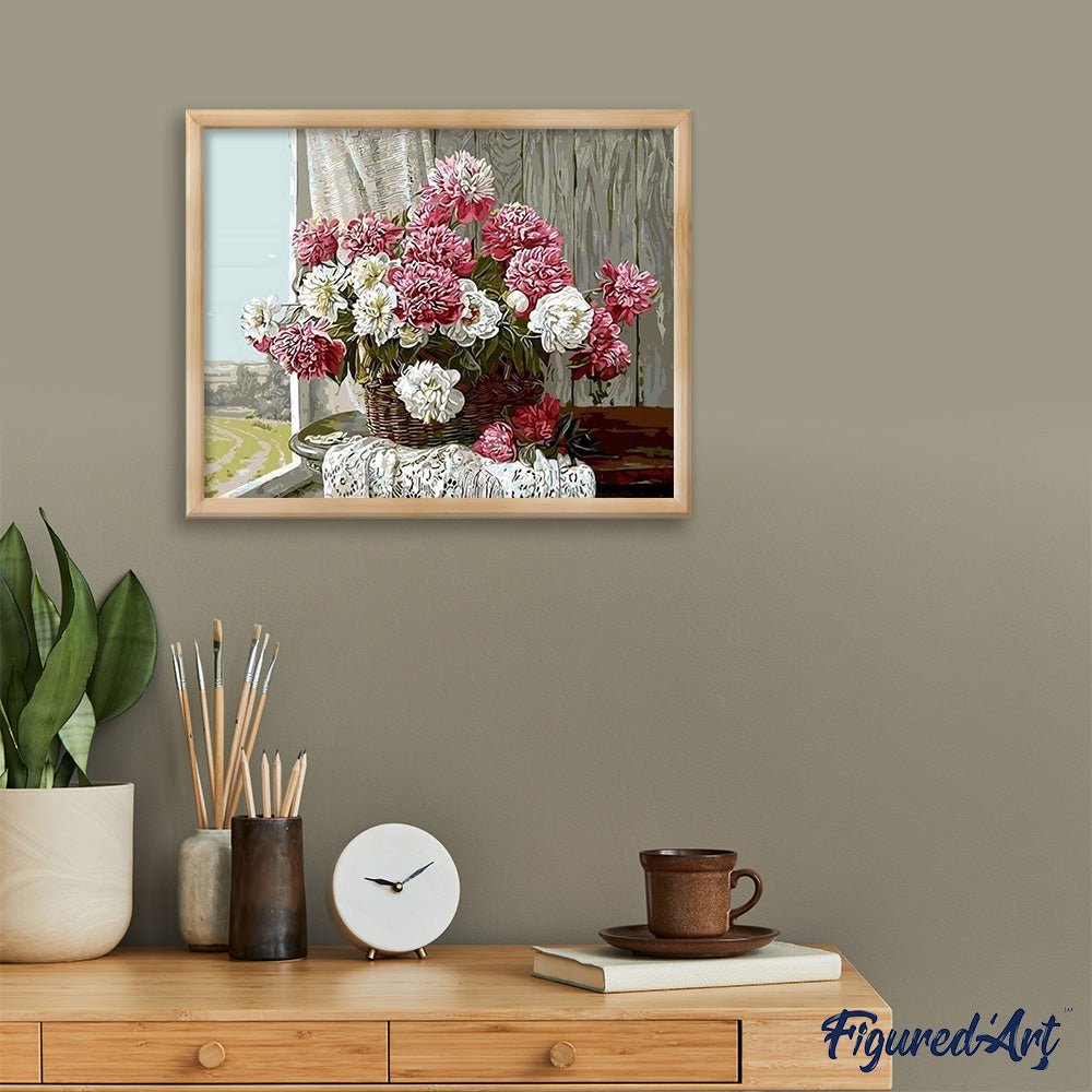 paint by numbers | Pink & White Peonies | advanced flowers | FiguredArt
