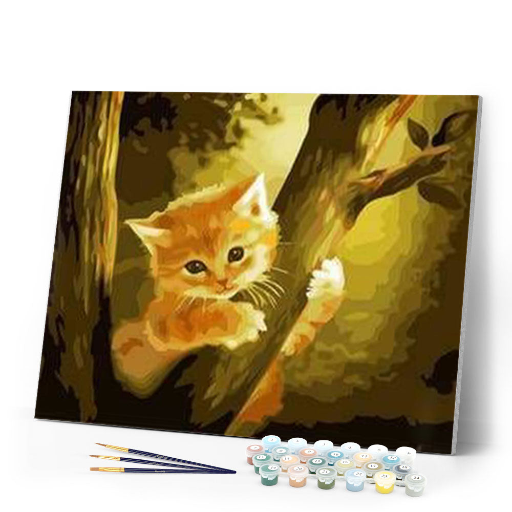 paint by numbers | Kitten on top of the Tree | animals cats easy trees | FiguredArt
