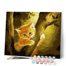 Load image into Gallery viewer, paint by numbers | Kitten on top of the Tree | animals cats easy trees | FiguredArt