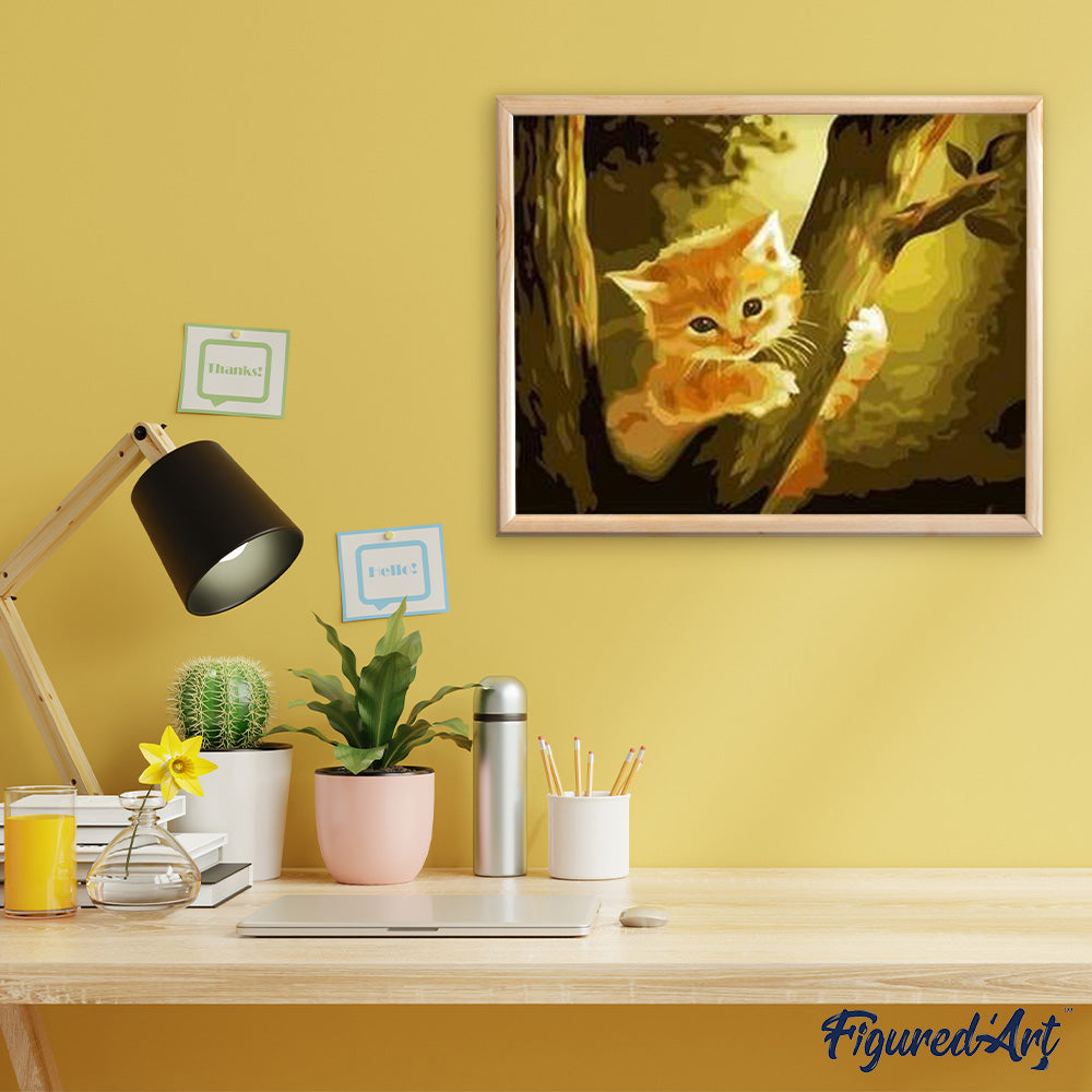 paint by numbers | Kitten on top of the Tree | animals cats easy trees | FiguredArt