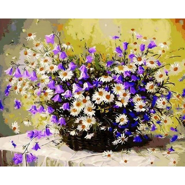 paint by numbers | Purple flowers and Marguerites | advanced flowers | FiguredArt