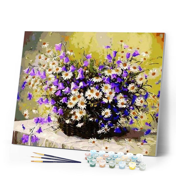 paint by numbers | Purple flowers and Marguerites | advanced flowers | FiguredArt