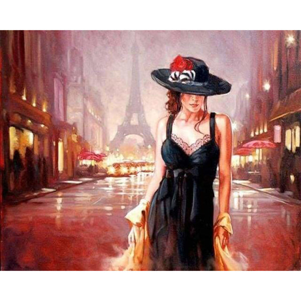 paint by numbers | Woman on the streets of Paris | advanced cities romance | FiguredArt