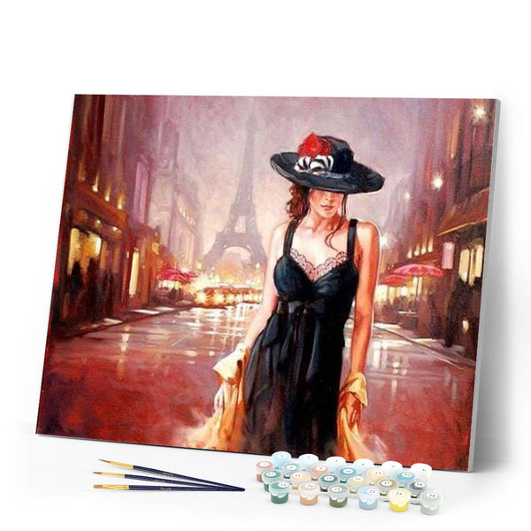 paint by numbers | Woman on the streets of Paris | advanced cities romance | FiguredArt