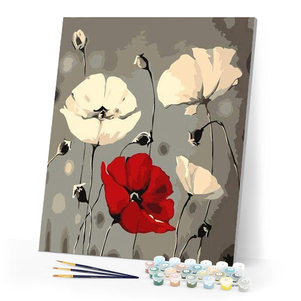 絵画 Ruby-red Flowers Paint by numbers - Red and White Flowers – Figured'Art
