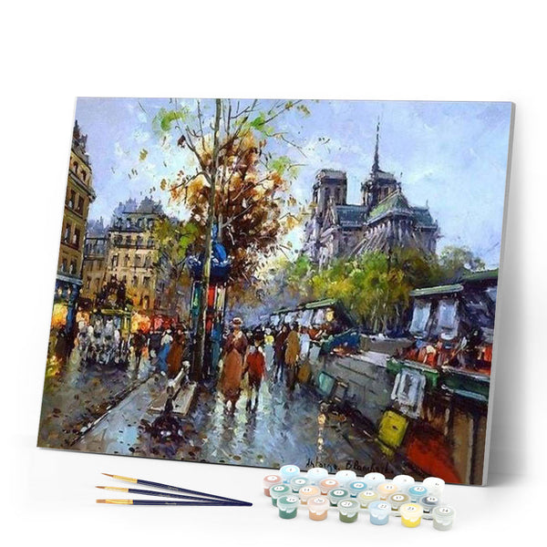 paint by numbers | Notre Dame de Paris and the Booksellers | advanced cities | FiguredArt