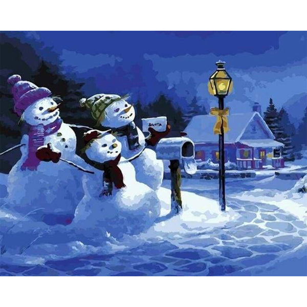 paint by numbers | Three Snowmen | christmas intermediate | FiguredArt