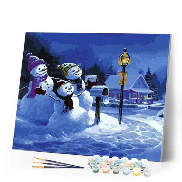 paint by numbers | Three Snowmen | christmas intermediate | FiguredArt