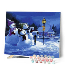 Load image into Gallery viewer, paint by numbers | Three Snowmen | christmas intermediate | FiguredArt