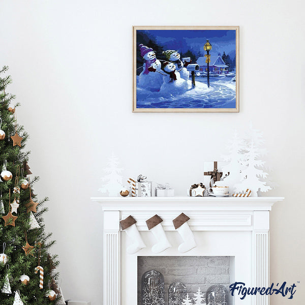 paint by numbers | Three Snowmen | christmas intermediate | FiguredArt