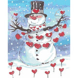 paint by numbers | Snowman and Red Hearts | christmas intermediate | FiguredArt