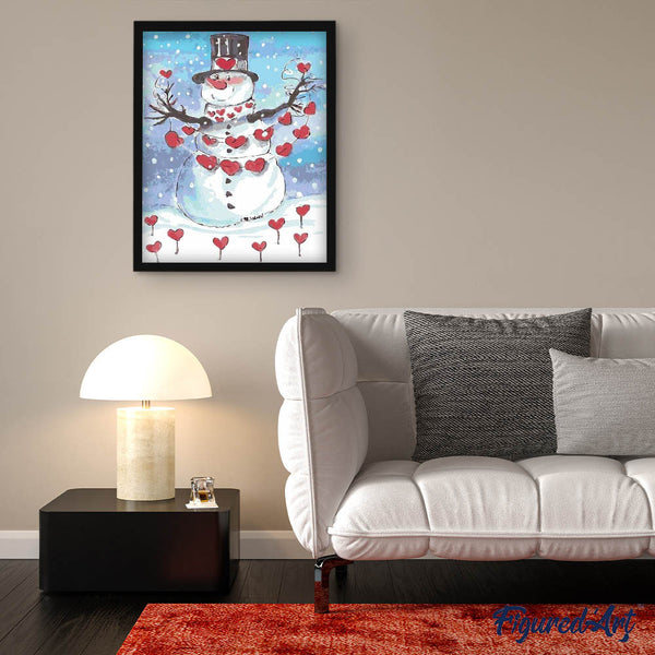 paint by numbers | Snowman and Red Hearts | christmas intermediate | FiguredArt