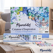 Load image into Gallery viewer, paint by numbers | Snowman and Red Hearts | christmas intermediate | FiguredArt
