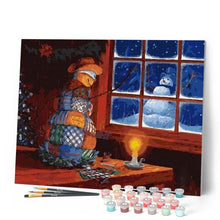 Load image into Gallery viewer, paint by numbers | Snowman at the Window | christmas intermediate | FiguredArt