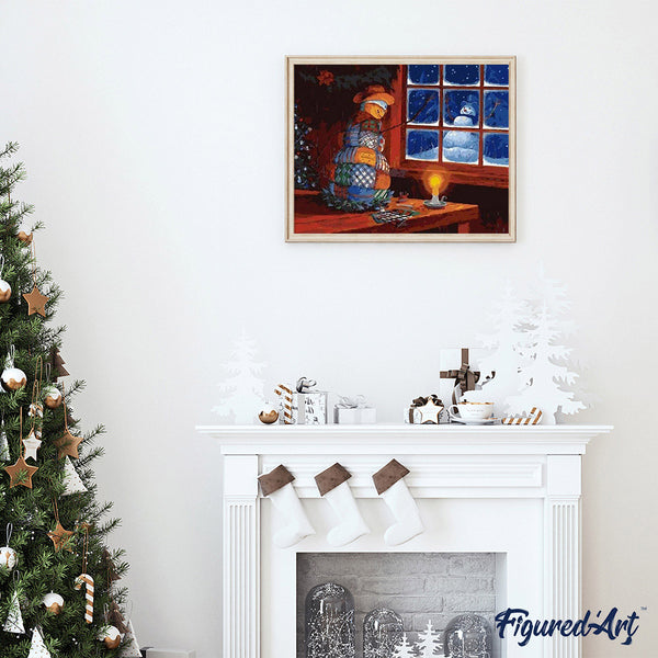 paint by numbers | Snowman at the Window | christmas intermediate | FiguredArt