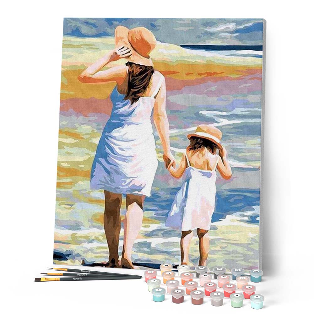 Paint by numbers - Mother and Daughter at the Beach Figured'Art Paint by numbers - Mother and Daughter at the Beach Figured'Art