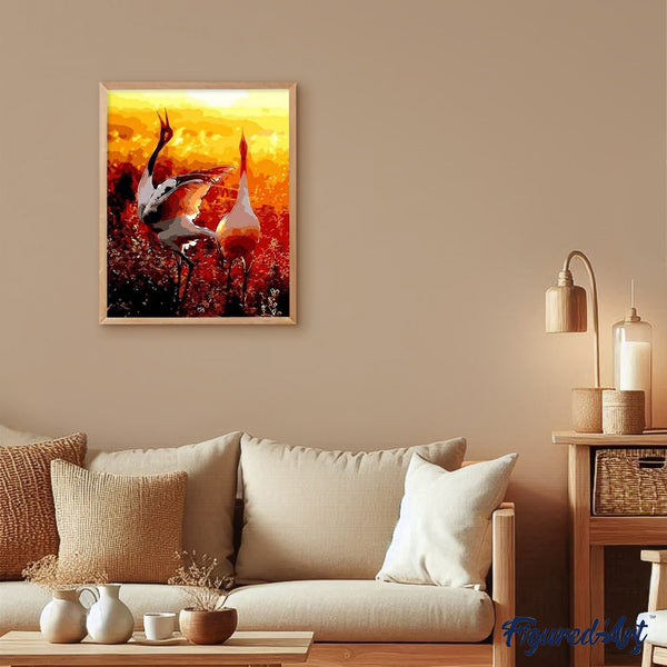 paint by numbers | Two cranes in the Sun | advanced animals birds cranes | FiguredArt